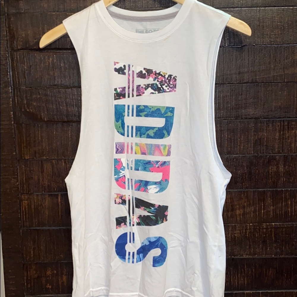 White Adidas tank top long sleeve cutout